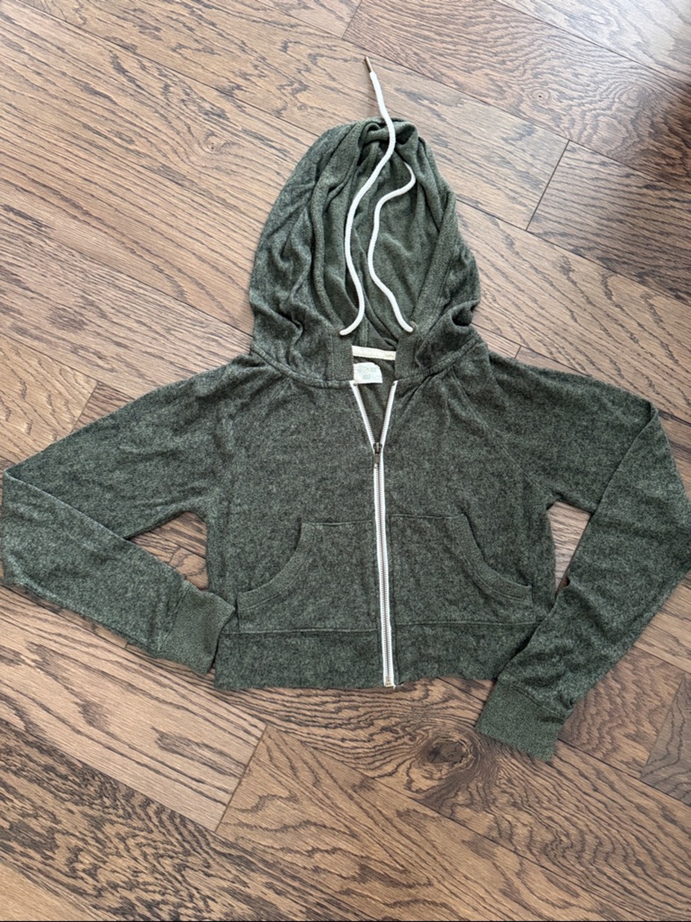 Women's Olive Green Hooded Zip Sweater